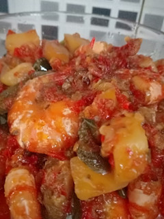 Foto resep Balado udang + kentang