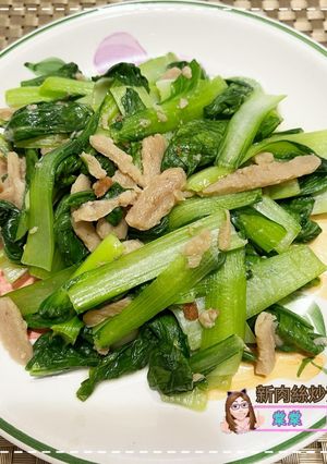 新肉絲炒青江菜（全素）/（新豬肉料理） 的食譜成品照片