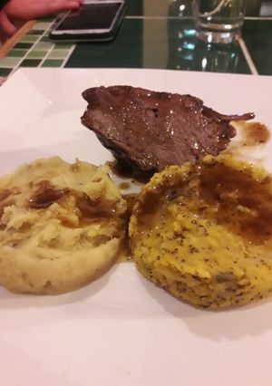 Una foto de Puré de batatas con mostaza y miel
