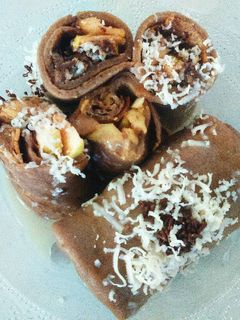 Foto resep Dadar gulung coklat isi apel dan selai kacang