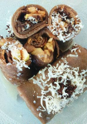 Foto resep Dadar gulung coklat isi apel dan selai kacang