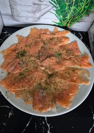 A picture of Salmon or Pollock Carpaccio 😀.