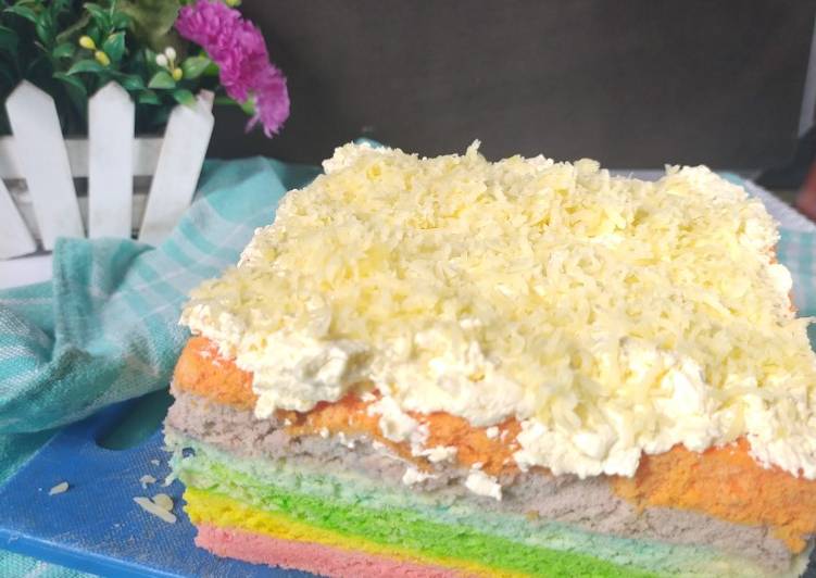 Resep Rainbow cake Anti Gagal