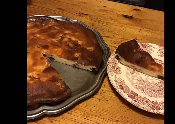 Gâteau au fromage blanc framboises et raisins