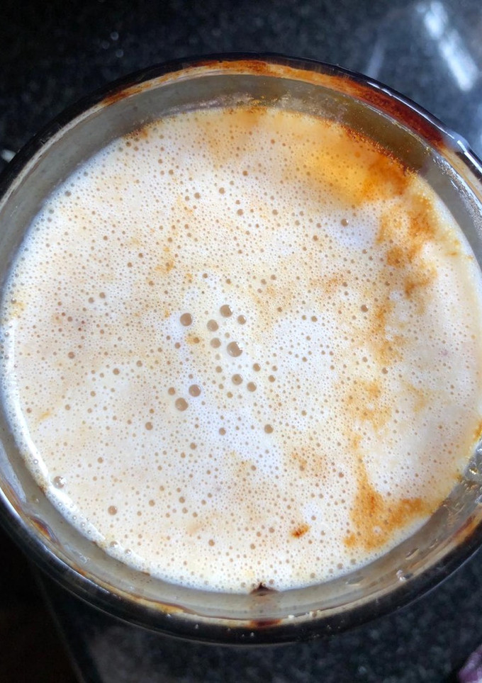 A picture of Cinnamon + dates smoothie.