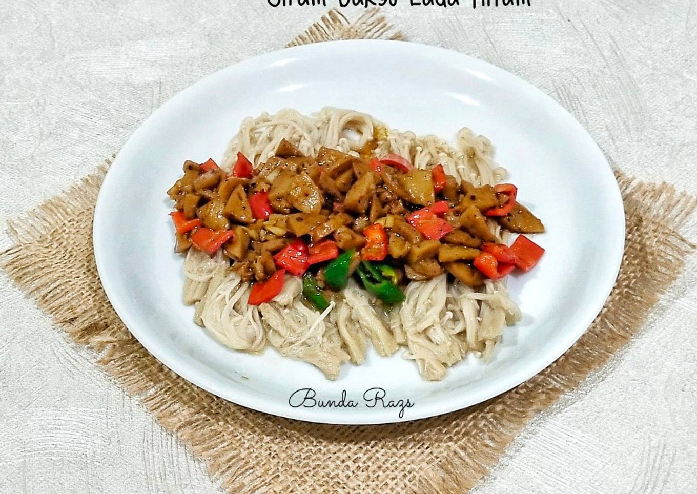 Jamur Enoki Siram Bakso Lada Hitam