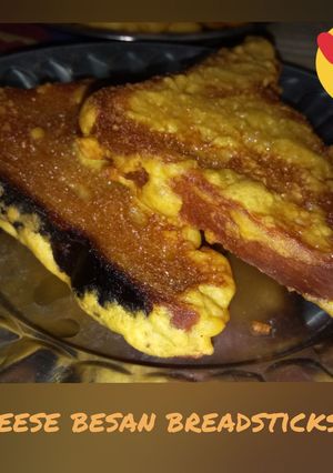 A picture of CHEESY besan bread sticks.