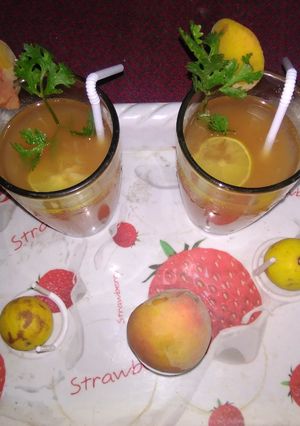 A picture of Peach lemonade is the best cooling drink for summer for all.