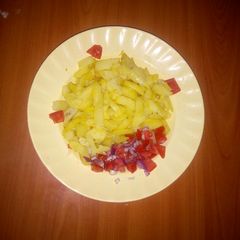A picture of Homemade Fries & Kachumburi.