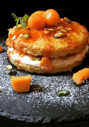 A picture of Mango Sandwich Dhokla Cake.