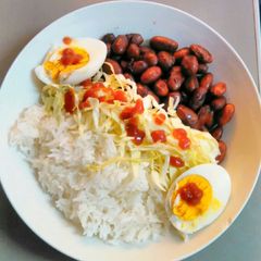 A picture of Rice with sugar adzuki bean.