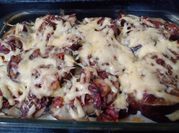 Una foto de lasagna de berenjena