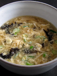 A picture of Ginger, Egg & Enoki Soup.
