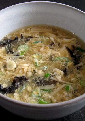 A picture of Ginger, Egg & Enoki Soup.