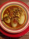 Tomaticán con caldo (c/carne molida)