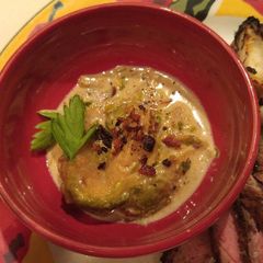 A picture of Creamy bacon brussels sprouts.