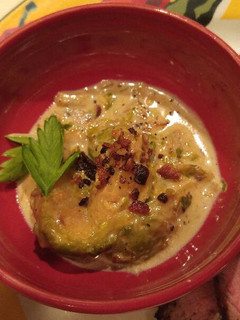 A picture of Creamy bacon brussels sprouts.