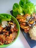 ข้าว(ดอกกะหล่ำ)หน้าหมูผัดกิมจิ คีโต