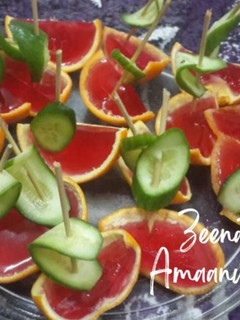 A picture of Jello Cucumber Boats.