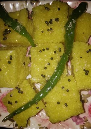 A picture of Dhokla Rice Flour and besan.
