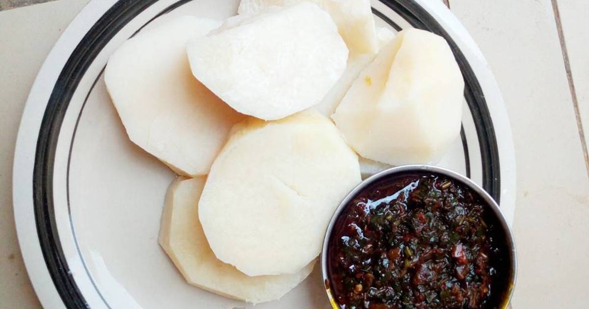 Boiled yam and scent leaf source Recipe by Blessing baby Cookpad