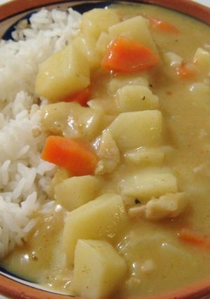 Una foto de Curry del almuerzo escolar primaria en Japón