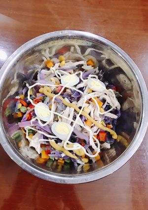 Hình của món Nui trộn salad.
