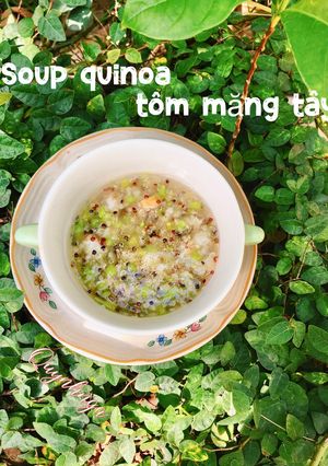 Hình của món Soup quinoa tôm măng tây.