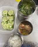 Hộp cơm vui vẻ 1: cá hú kho - canh cải ngọt thịt bằm - dưa leo chấm nước cá kho