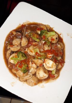 Foto resep Jamur brokoli Asam pedas