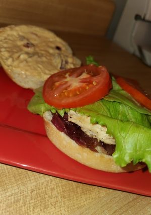 A picture of Jeramy and Corey's Chicken Sandwich.