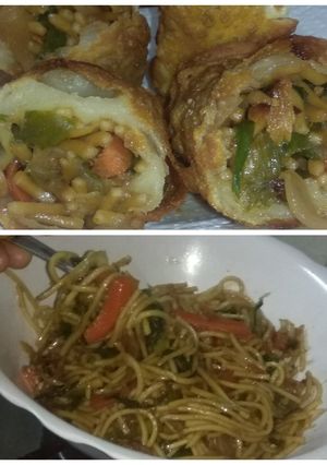 A picture of Hotel Style HAKKA NOODLES AND SPRING ROLL.