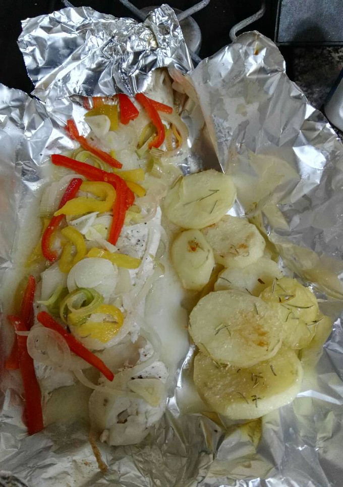 Una foto de Merluza sencilla al horno