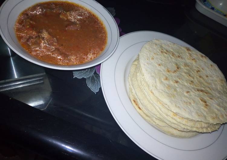 Recipe of Homemade Pita bread with meat soup