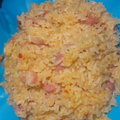 A picture of Chicken hotdog rice.