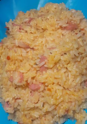 A picture of Chicken hotdog rice.