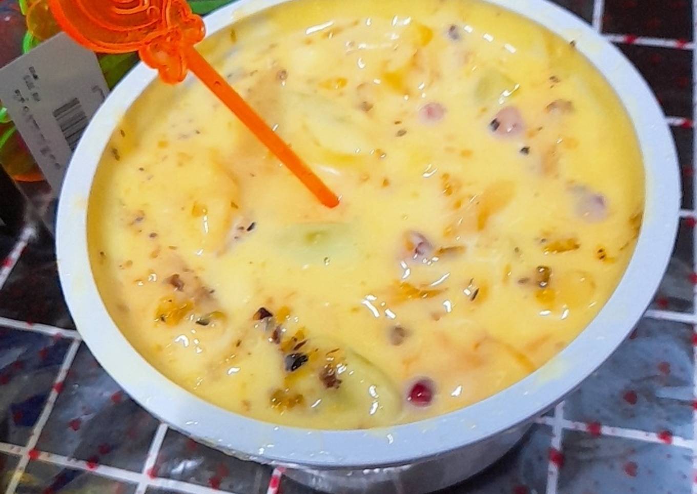 (Milk based) Fruit Custard 🍎🍇🍌🍏🥭🍒🍓