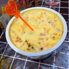 A picture of (Milk based) Fruit Custard 🍎🍇🍌🍏🥭🍒🍓.