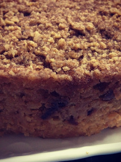 A picture of Eggless Dates and Apple cake with streusel topping.