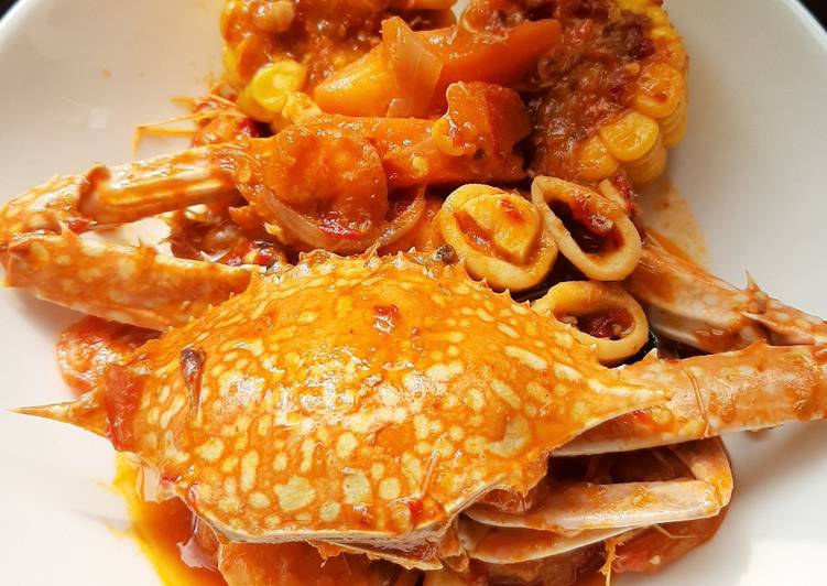 Langkah Mudah untuk Menyiapkan Udang, cumi, rajungan saos padang, Bisa Manjain Lidah