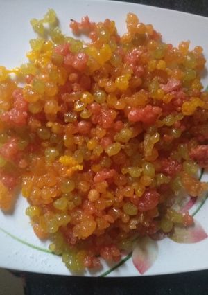 A picture of Coloured boondi.