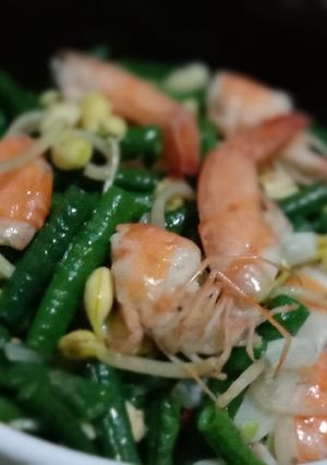 Foto resep Tumis Kage (kacang panjang + tauge) Udang