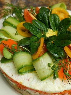 Фото Салат з печінкою тріски та яйцем.