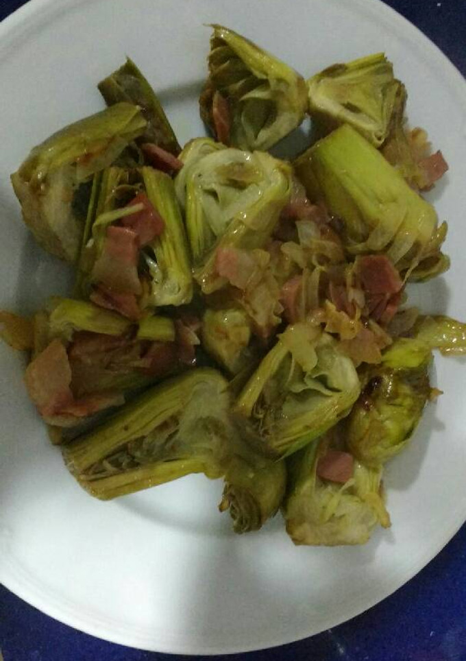 Una foto de Alcachofas jamón e infusión«Apto para personas con diabetes»