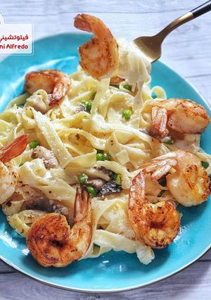 صورة لوصفة 🍤 مكرونه وايت صوص بالجمبري 🍤