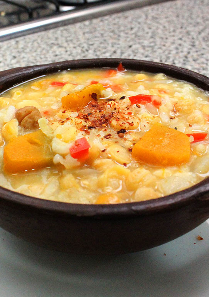 Una foto de Garbanzos con Arroz y Zapallo