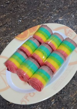 Foto resep Bolu gulung mini pelangi