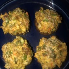 A picture of Easy Crab Stuffed Portobello Mushrooms.