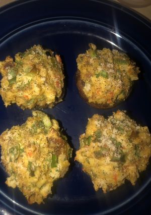 A picture of Easy Crab Stuffed Portobello Mushrooms.
