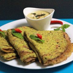 A picture of Minty Mixed Lentil Crepes / Pancakes / Cheela.